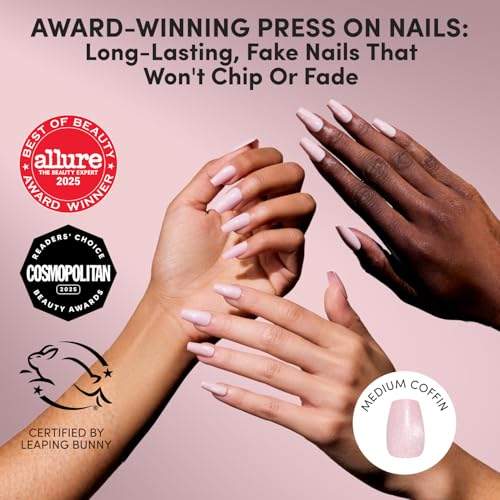 Glamnetic Medium Coffin Press On Nails - Velvet Pink Shimmer