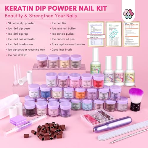 SAVILAND 30-Color Dip Powder Nail Kit with Electric Drill Starter Set