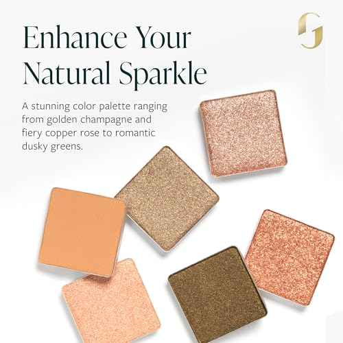 Guide Beauty Shadow Palette, Shimmer Eyeshadow Palette Featuring Hues Ranging from Radiant Golden Champagne & Copper Rose to Dusky Greens, Universal, Ergonomic Design, 6 Shades, 1 pc