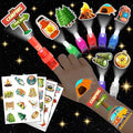 72 PCS Camping Party Favors ? 48 PCS Luminous Tattoos & 24 PCS LED Finger Lights Combo ? Birthday Goodie Bag Fillers, Party Supplies, Gifts Light Up Toys Glow In The Dark for Boys and Girls