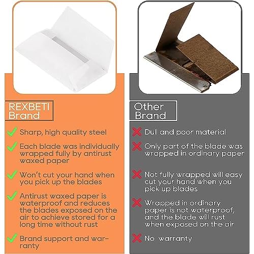 REXBETI 800PCS Single Edge Razor Blades, Industrial Scraper Razor Blades, Replacement Box Cutter Blades, Suitable for Removing Labels, Decals, Stickers