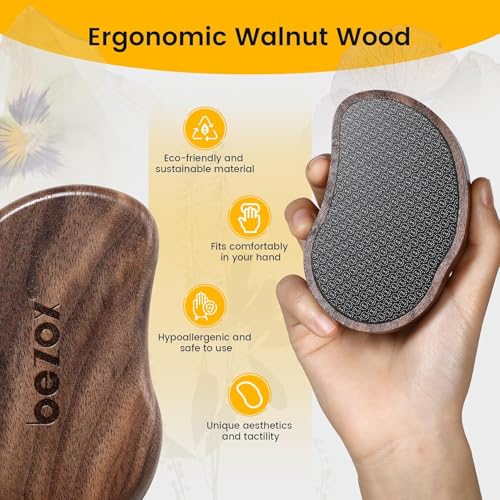 BEZOX Nano Glass Foot File Callus Remover with Walnut Wood Handle