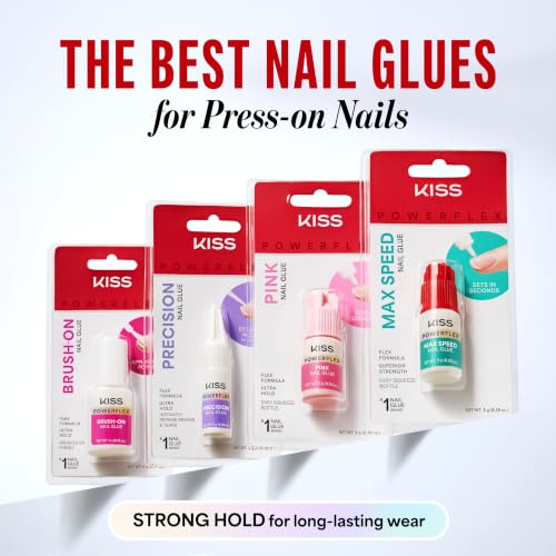 KISS PowerFlex Nail Glue - Clear, 0.17 oz Ultra Bond, Fast Drying, for Tips & Wraps - Variation of THIS listing