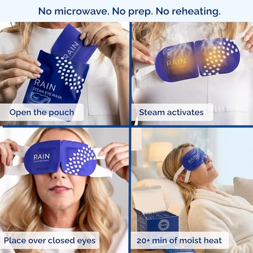 Rain Heated Eye Mask - Self-Heating Steam Compress (20 Pack)