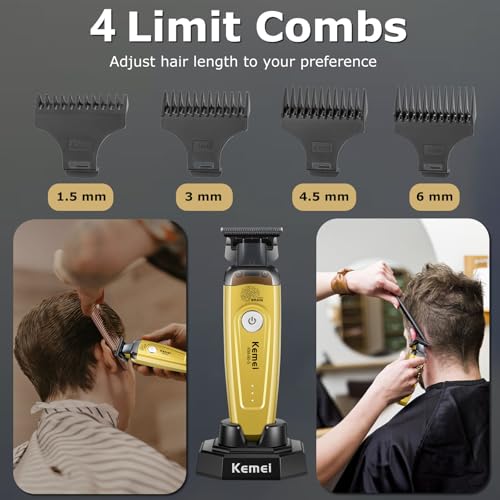 KEMEI 90-5 Men¡¯s Hair & Beard Trimmer, Zero Gap DLC Blade, 7500 RPM Cordless Trimmer for Barbers