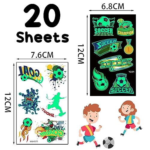 Glow In The Dark Soccer Temporary Tattoos for Kids