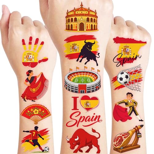 96 Spain Temporary Tattoos for Kids | Party Favors & Rewards