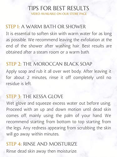 Exfoliating Glove Kessa Mitt Body Scrubber - Dead Skin Remover Shower Glove for Dead Skin Scrubbing and Deep Pore Cleansing - by MoroccanSource (1 Pack Black)