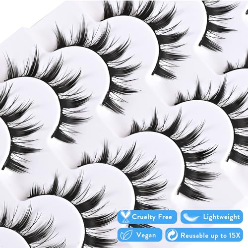 Manga Cat Eye Lashes 8 Pairs - Natural Wispy Mink Eyelashes