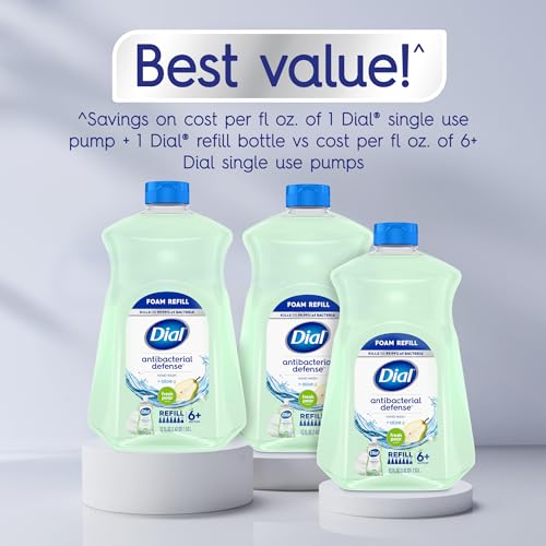 Dial Antibacterial Foaming Hand Soap Refill with Aloe - Fresh Pear Scent, 52 Fl Oz
