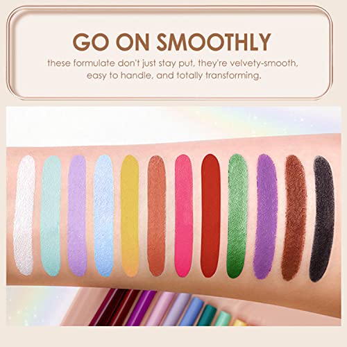 12 Colors Waterproof Gel Eyeliner Pencil Set - Long-Lasting Matte
