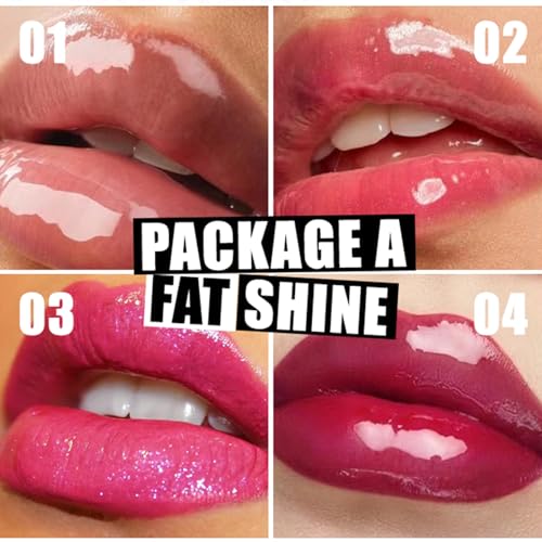 Lip Gloss,4Pcs Plumping Lip Oil, High Shine,Crystal Jelly Lipsticks, 12 Hours Hydrating, Non-Sticky, Tinted Lip Oil Lip Tint
