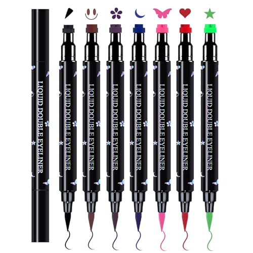 7-Piece Eyeliner Stamp Set with Dual-Ended Liquid Liner Pen