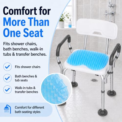 Gel Shower Chair Cushion - Waterproof Non-Slip Bath Pad