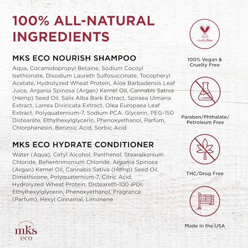 MKS eco Nourish Shampoo for Fine Hair, Light Breeze (10 fl oz) + MKS eco Hydrate Conditioner for Fine Hair, Light Breeze (10 fl oz) - Moroccan Argan Oil, Hemp Seed Oil - Vegan, Cruelty Free
