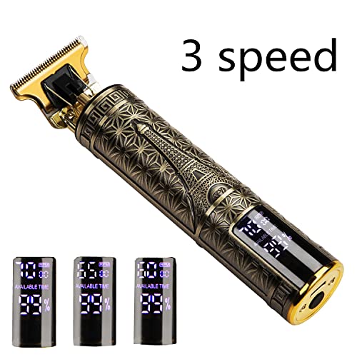 Hair Clippers for Men, Zero Gapped T-Blade Hair Trimmer with 3 Speed Adjustment LED Display, Rechargeable Cordless Grooming Kit for Men