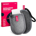 CAVEEM Soap Saver Bag Dual Exfoliation Loofah Pouch 2-Pack