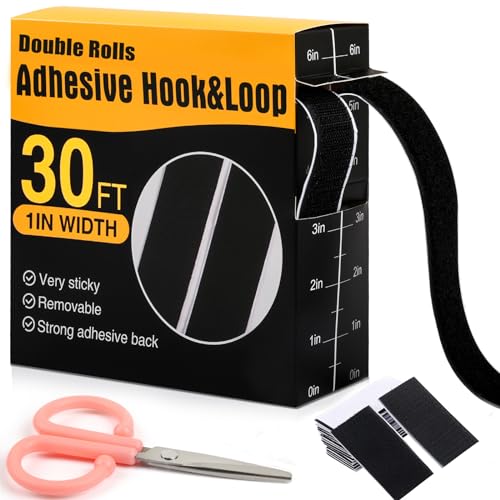 1x4 inch Hook and Loop Strips with Adhesive-40Sets, Heavy Duty Self Adhesive Tape with Backing, Nylon Self Adhesive Tape for Home Office School and Crafting,Black