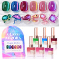 Double Rhythm Cat Eye Gel Nail Polish Kit with Magnet - Glass Galaxy Green