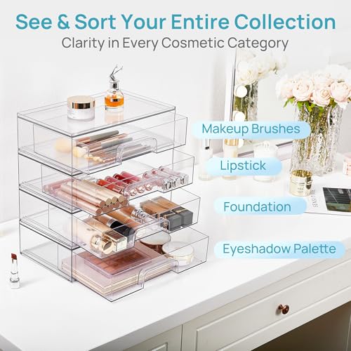 Vtopmart Clear Stackable Storage Drawers 2-Pack