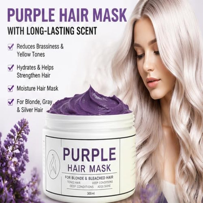 Purple Hair Mask for Blonde & Gray Hair - Reduces Brassiness