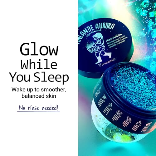 Finlande Aurora Night Glow Cream - 3-Step Overnight Gel Cream w/ 20,000 Aurora Capsules, Ceramide & 8 Hyaluronic Acids - Hydrating Night for Smooth & Balanced Skin Korean Skin Care (2.1 oz)