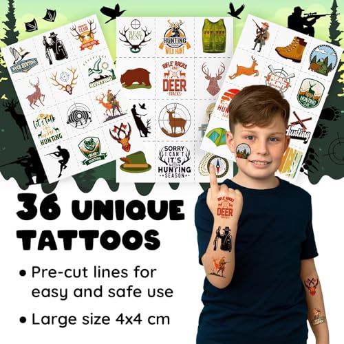 Hunting Party Favors Set - 60 PC Kit with Slap Bracelets & Tattoos