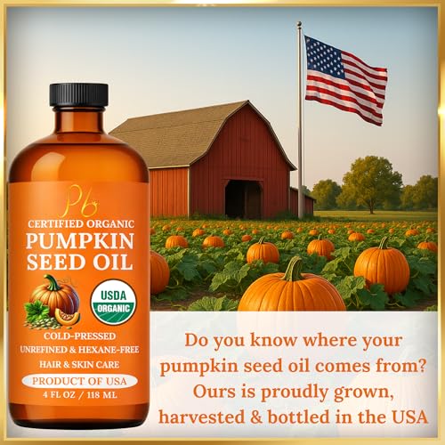 Organic Pumpkin Seed Oil for Hair & Face, 4 Fl Oz
