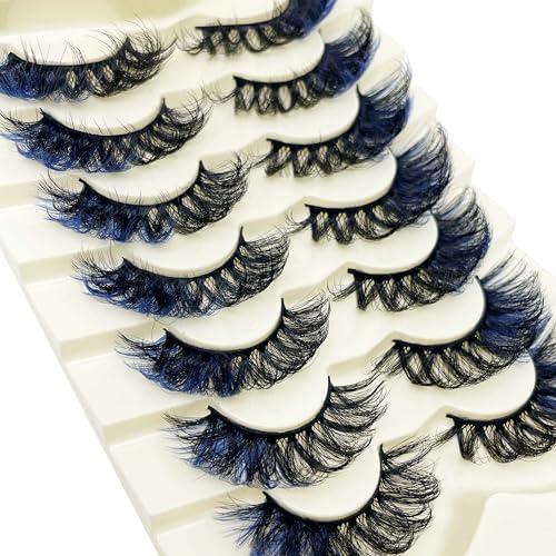 Blue Colored Lashes 20MM Fluffy Mink D Curl 7-Pack