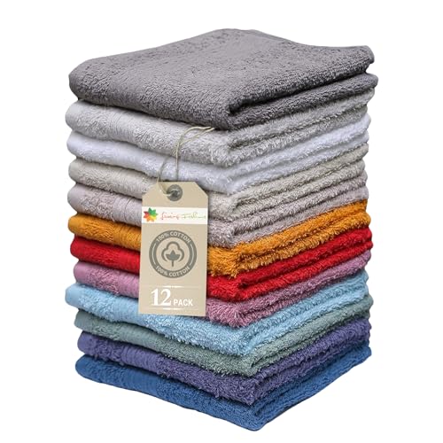 Soft Washcloths 13x13 - 12 Pack 100% Cotton