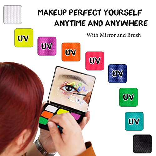 Bowitzki Water Activated Eyeliner Glow In The Dark, 9 Colors UV Set,Face Body Paint Neon Eyeliner, Halloween, Christmas, Hydra Liner Makeup (25 UV Color)