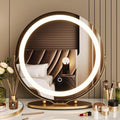 Vanity Mirror with Led Lights, 19 Inches Touch Control 3 Color 2024 New Dimmable Makeup Mirror, 360¡ÆRotation Round Desk Mirror, Easy to Assemble (Gold)