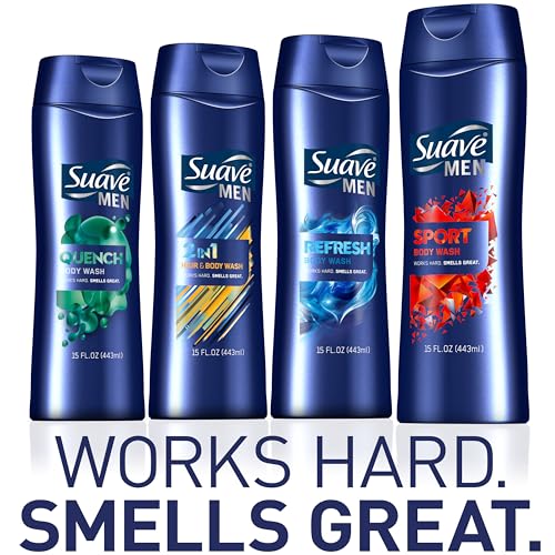 Suave Men Moisturizing Body & Face Wash, With Cedarwood and Mandarin Scent, No Parabens, No Phtahaltes, 18 Oz Pack of 12