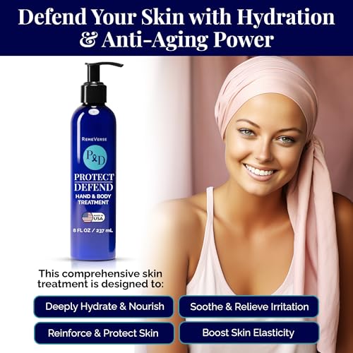 RemeVerse Protect & Defend Hand and Body Treatment Lotion - Moisturizer for Chemotherapy and Sensitive Skin - Hydrating and Nourishing Body Skin Care - Gentle & Fragrance-Free - Made in USA - 8 oz