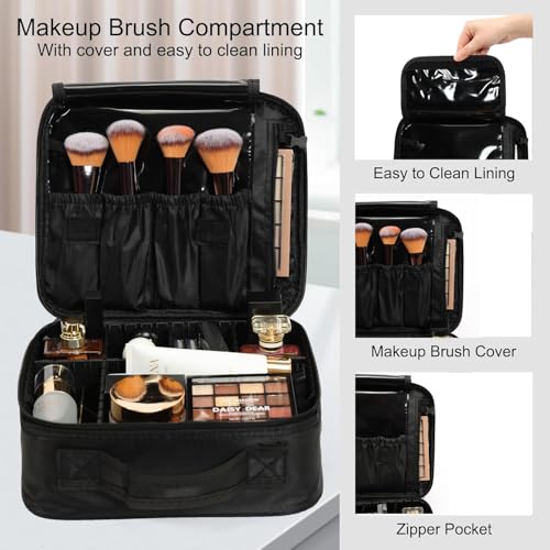 5-in-1 Rolling Makeup Train Case with 360° Swivel Wheels