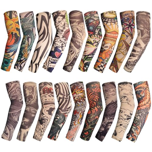 HOVEOX 18Pcs Temporary Tattoo Arm Sleeves for Men