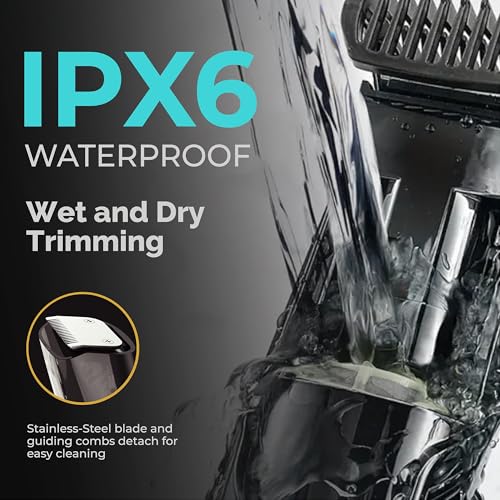 Vacuum Beard Trimmer for Men ? Rechargeable Trimmer with Vacuum, Titanium Blade, Adjustable Comb, Waterproof Cordless Hair Clippers & Beard Kit for Less Mess Grooming