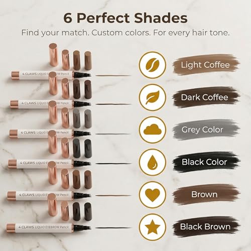 4-Claw Waterproof Liquid Eyebrow Pencil - Dark Coffee