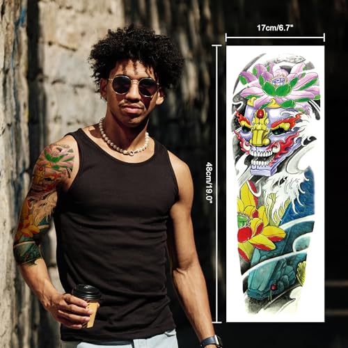 Full Arm Temporary Tattoo Sleeves - 12 Waterproof Sheets