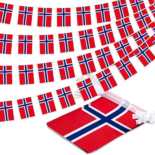 MVPRING Norway Flag Pennant Banner - 30 Flags, 33ft Bunting, Nordmann Flags