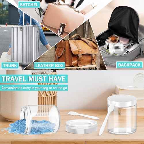 MotBach 2 Pack 8oz Glass Jars with Lids, Round Glass Jars with Spatulas, Inner Liners and White Lids, Empty Cosmetic Containers Travel Toiletries Container for Lotion, Cream, Makeup, Cosmetic, Slime