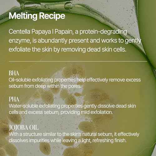 shaishaishai GREEN PAPAYA Pore Deep Cleansing Balm, Makeup Remover, Gentle Exfoliating, Pore Cleaner, Black Head Remover for Face, Oil Cleanser with Jojoba Oil, Korean Skin Care, 2.87oz