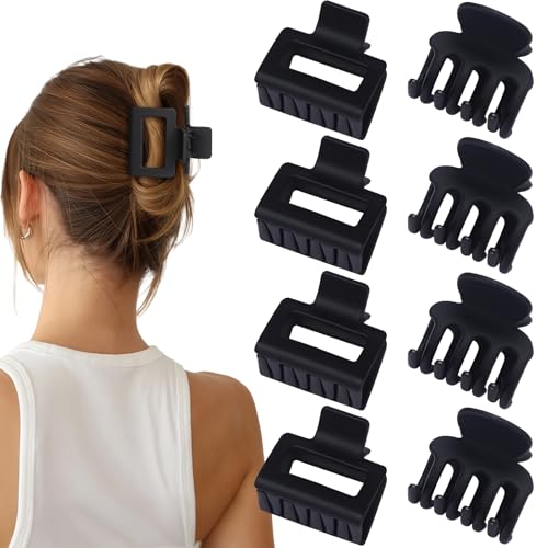 8 Pcs Small & Medium Non-Slip Claw Hair Clips Set for Thin Hair