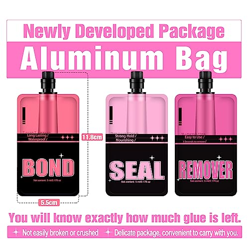 Mavphnee 3-in-1 Lash Bond, Seal & Remover Kit - Waterproof Eyelash Adhesive for DIY Extensions - Travel Pack