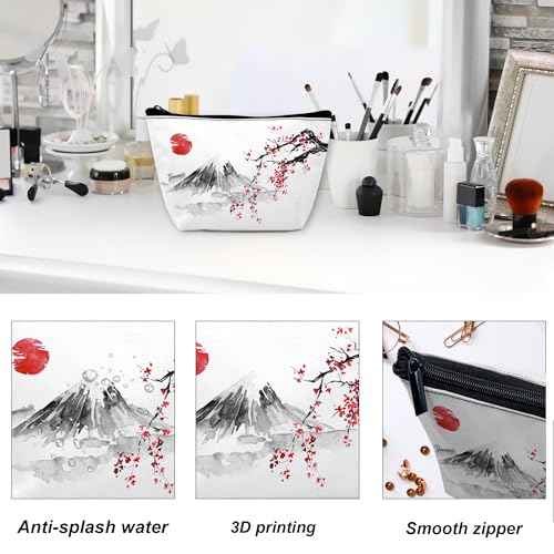Makeup Bag Japanese Cherry Blossom Cosmetic Bag for Women, Sun Fuji Mount Travel Small Bag for Purse, Pouch for Toiletries Water Resistant Gift 9.5¡¿5.9 Inch