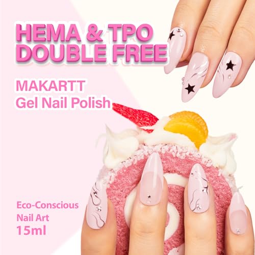 Makartt Milky Pink Gel Nail Polish - HEMA-Free Sheer Jelly (15ml)
