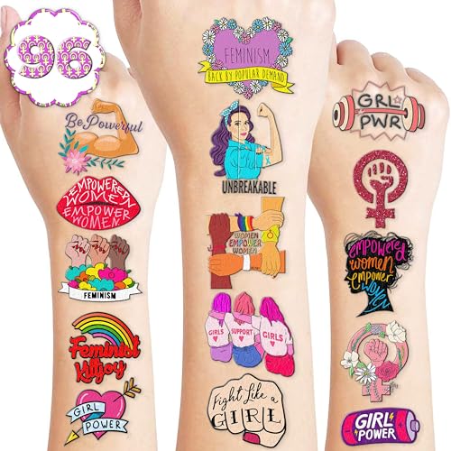 96PCS Feminist Temporary Tattoos - Women Power Party Favors