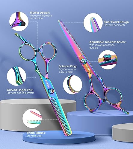 11Pc Professional Hair Cutting Scissors Kit with Comb & Cape