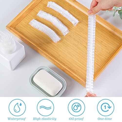 300 Pcs Disposable Shower Caps, 20.5In Large Plastic Bath Caps for Hair Treatment, Spa, Home, Kitchen, Hotel, Travel