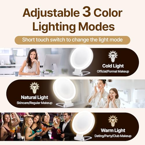 BASILKIT Lighted 1X/10X Magnification Double-Sided Makeup Mirror - Silver